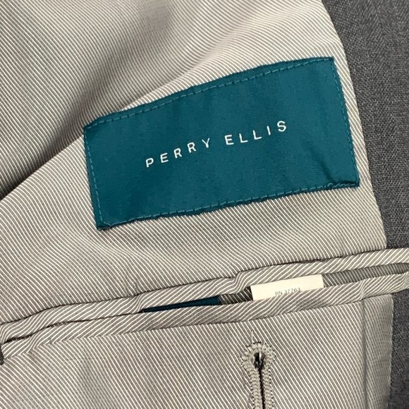 Perry Ellis Men's Gray Blazer 2 Button 44R Pockets Lined Business Long Sleeve - Picture 3 of 13